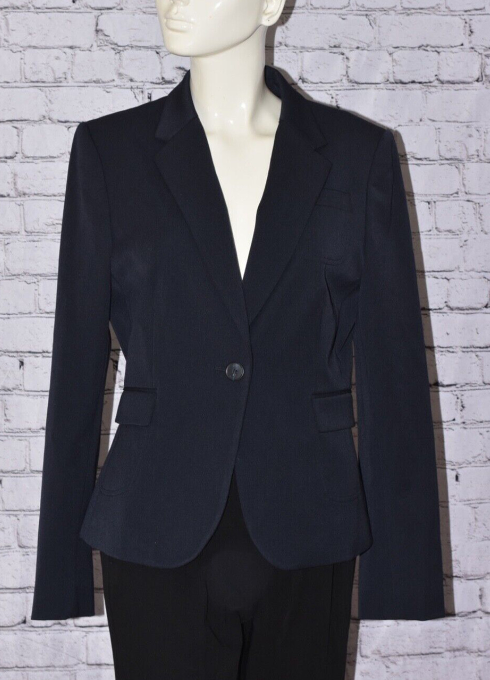 Cremieux Couture Business One-Button Blazer Jacket Women's Navy Blue 8